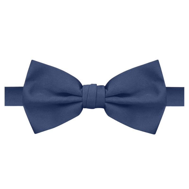 Jacob Alexander Men's Pretied Banded Adjustable Solid Color Bowtie - Steel Blue - Image 1